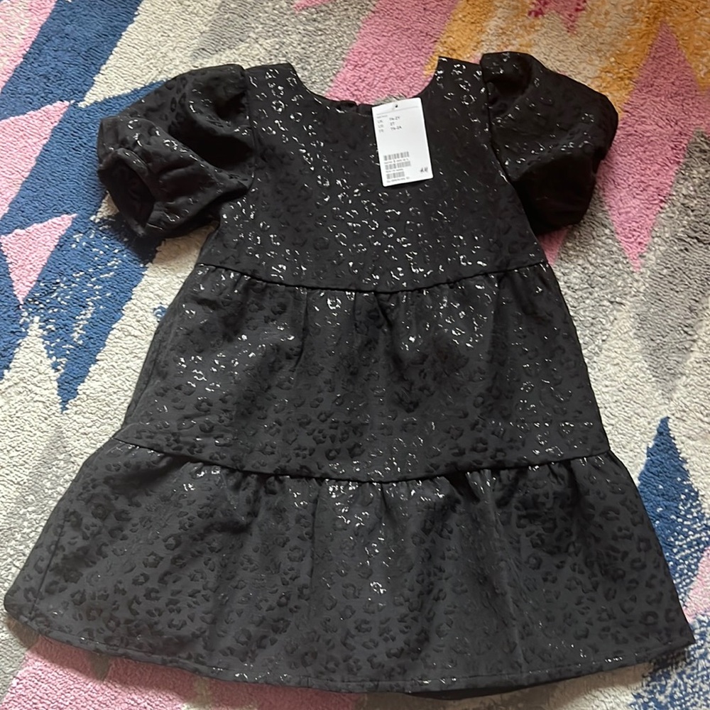 NWT H&M black tiered animal print dress